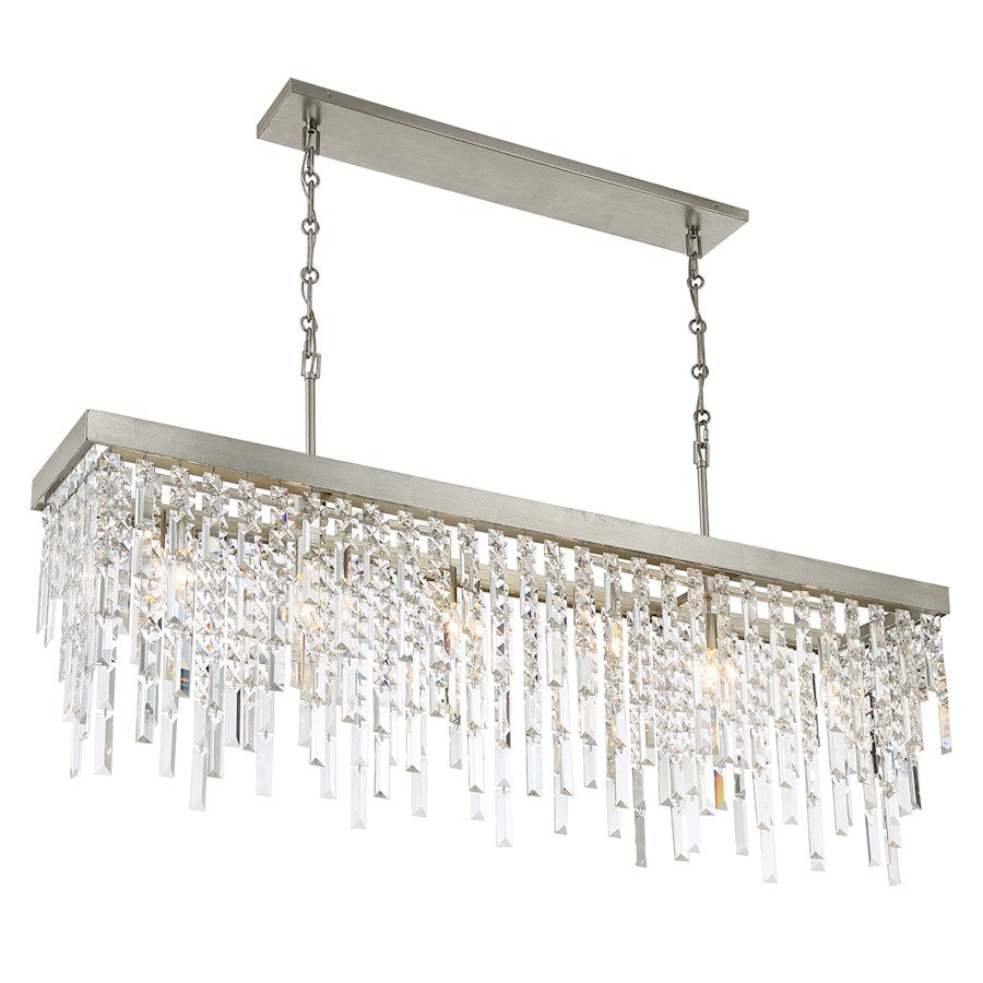 Crystorama Winfield 6 Light Linear Chandelier, Silver