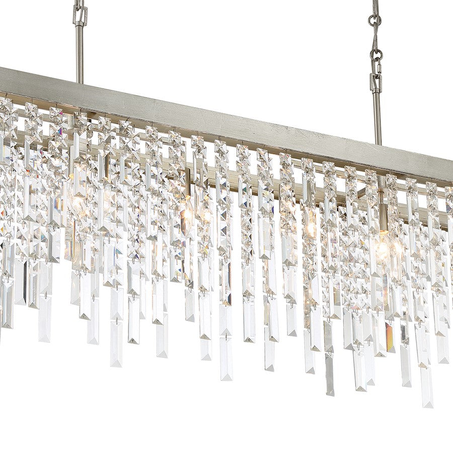 Crystorama Winfield 6 Light Linear Chandelier, Silver