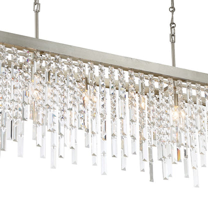 Crystorama Winfield 6 Light Linear Chandelier, Silver
