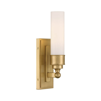 Crystorama Wilcox 1 Light Sconce, Aged Brass/White - WLX-301-AG