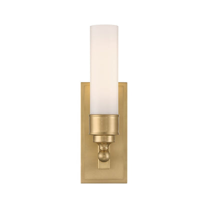 Crystorama Wilcox 1 Light Sconce, Aged Brass/White