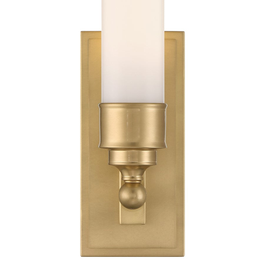 Crystorama Wilcox 1 Light Sconce, Aged Brass/White