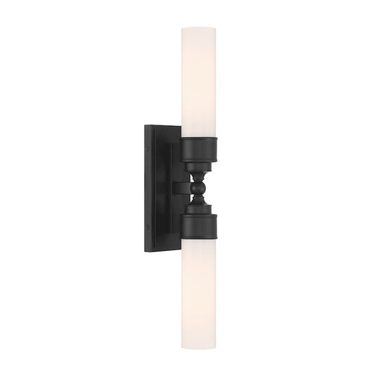 Crystorama Wilcox 2 Light Sconce, Matte Black/White - WLX-302-MK