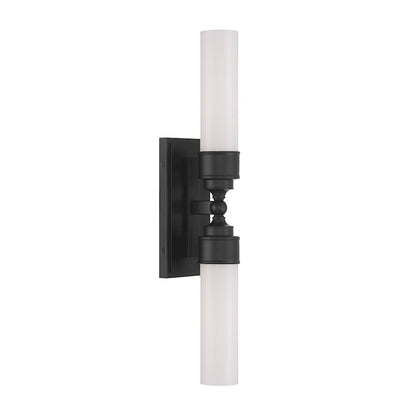 Crystorama Wilcox 2 Light Sconce, Matte Black/White