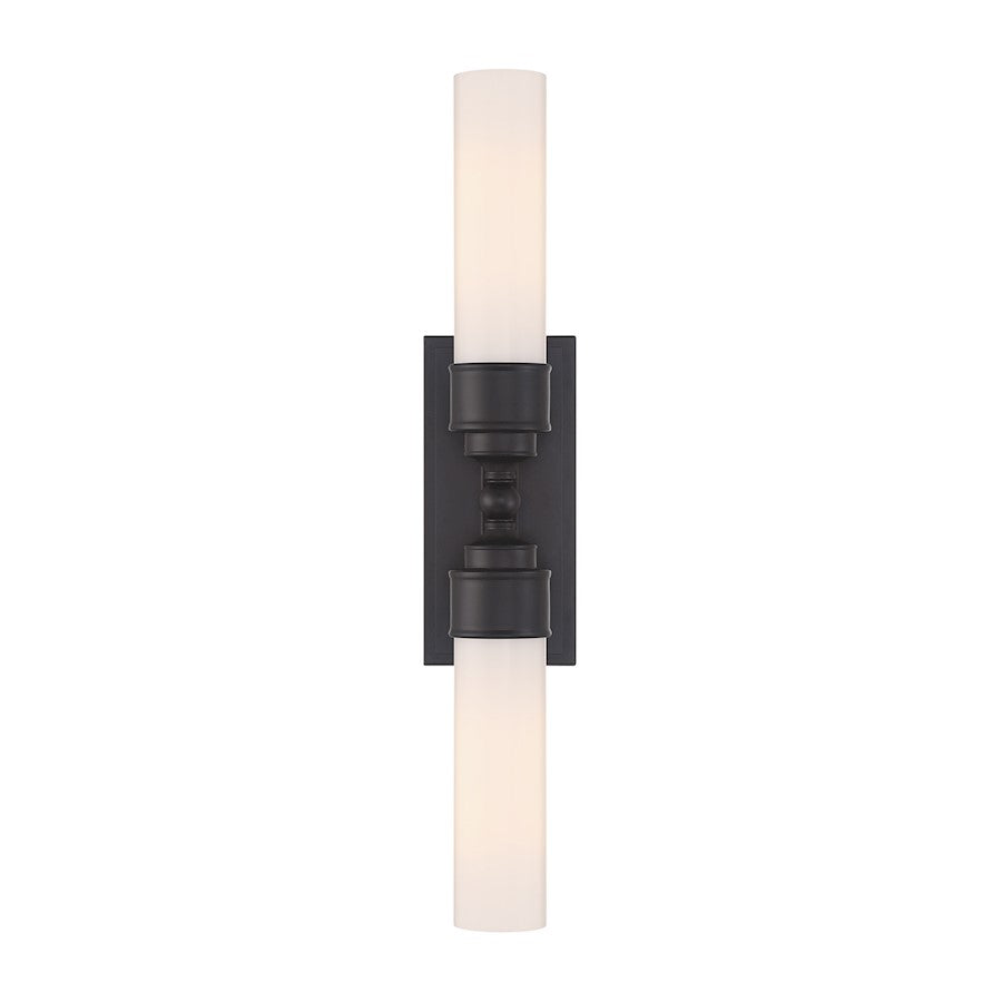 Crystorama Wilcox 2 Light Sconce, Matte Black/White