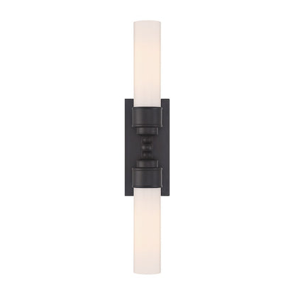 Crystorama Wilcox 2 Light Sconce, Matte Black/White