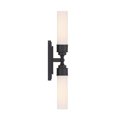 Crystorama Wilcox 2 Light Sconce, Matte Black/White