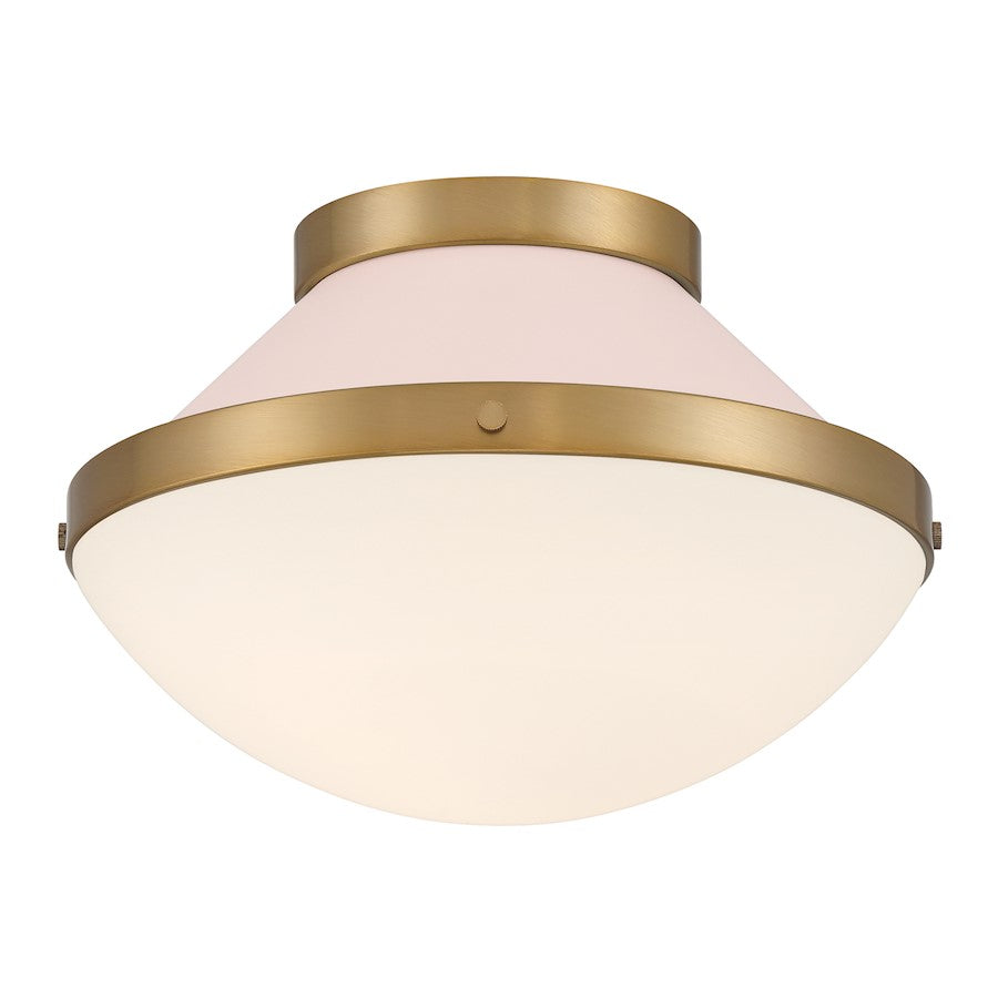 Crystorama Xander 1 Light Flush Mount, Vibrant Gold/Blush/White - XAN-8001-VG-BH