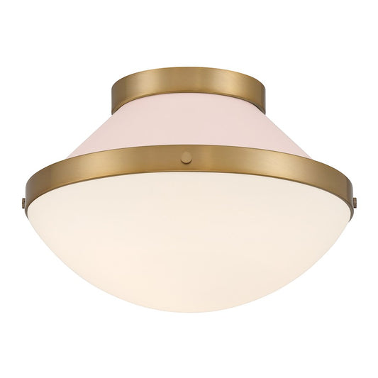 Crystorama Xander 1 Light Flush Mount, Vibrant Gold/Blush/White - XAN-8001-VG-BH