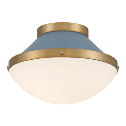 Crystorama Xander 1 Light Flush Mount, Vibrant Gold/Blue/White - XAN-8001-VG-BL