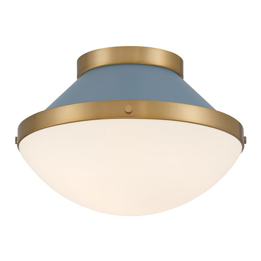 Crystorama Xander 1 Light Flush Mount, Vibrant Gold/Blue/White - XAN-8001-VG-BL