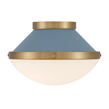 Crystorama Xander 1 Light Flush Mount, Vibrant Gold/Blue/White