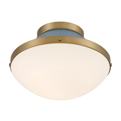 Crystorama Xander 1 Light Flush Mount, Vibrant Gold/Blue/White