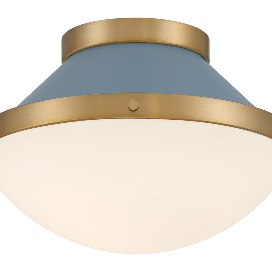 Crystorama Xander 1 Light Flush Mount, Vibrant Gold/Blue/White