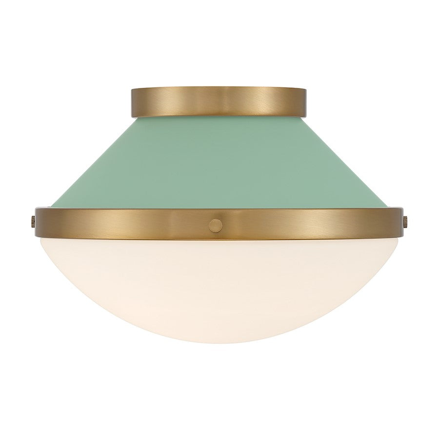 Crystorama Xander 1 Light Flush Mount, Vibrant Gold/Green/White