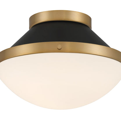 Crystorama Xander 1 Light Flush Mount, Vibrant Gold/Black/White