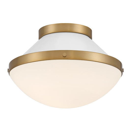 Crystorama Xander 1 Light Flush Mount, Vibrant Gold/White/White - XAN-8001-VG-WH