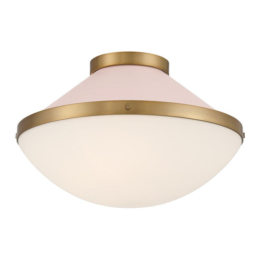 Crystorama Xander 2 Light Flush Mount, Vibrant Gold/Blush/White - XAN-8002-VG-BH