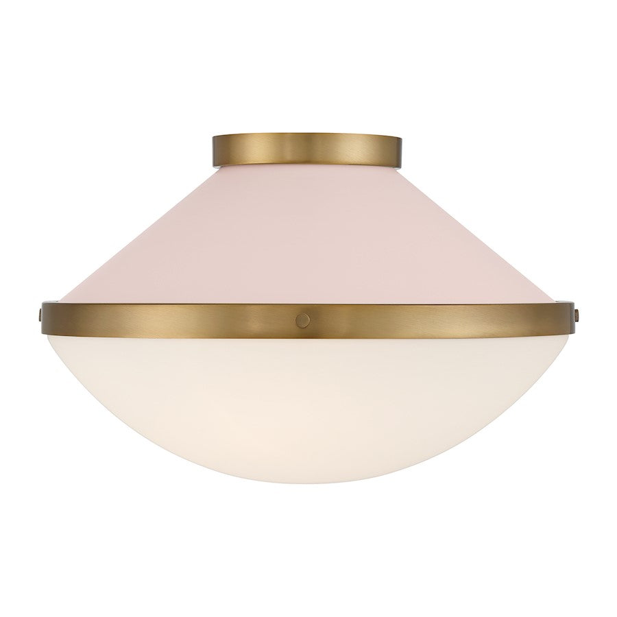 Crystorama Xander 2 Light Flush Mount, Vibrant Gold/Blush/White