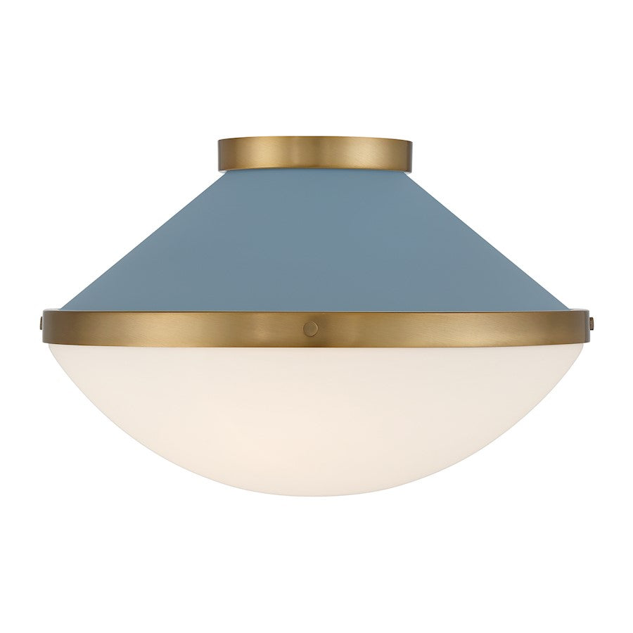 Crystorama Xander 2 Light Flush Mount, Vibrant Gold/Blue/White