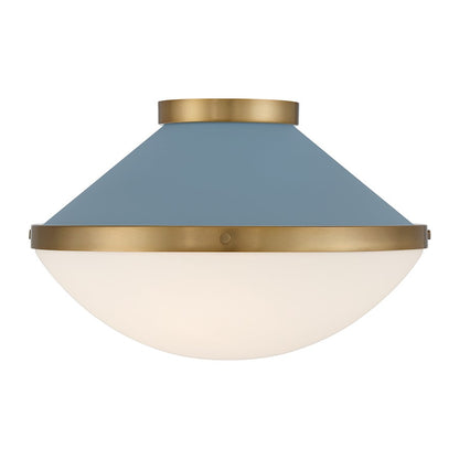 Crystorama Xander 2 Light Flush Mount, Vibrant Gold/Blue/White