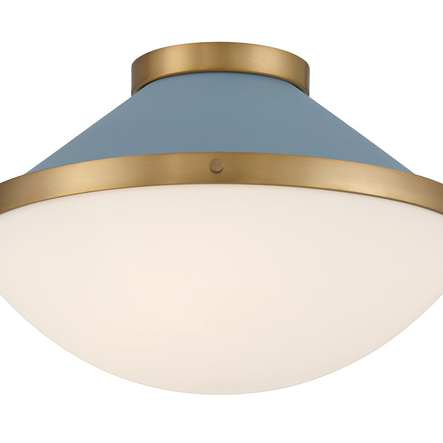 Crystorama Xander 2 Light Flush Mount, Vibrant Gold/Blue/White