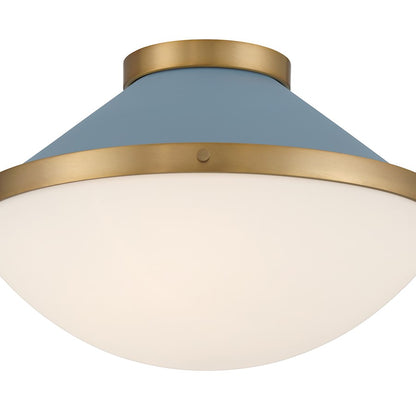 Crystorama Xander 2 Light Flush Mount, Vibrant Gold/Blue/White