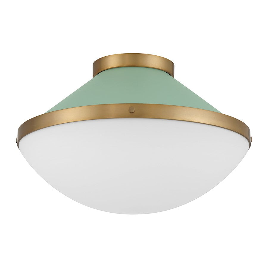 Crystorama Xander 2 Light Flush Mount, Vibrant Gold/Green/White