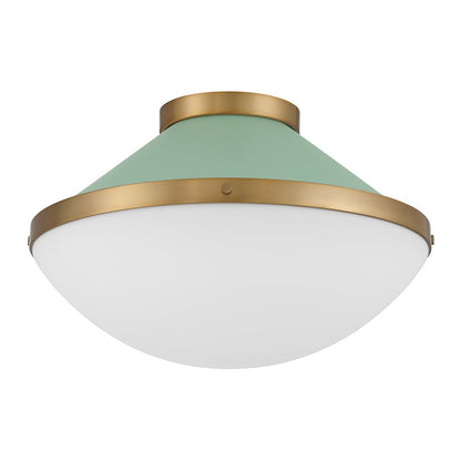 Crystorama Xander 2 Light Flush Mount, Vibrant Gold/Green/White