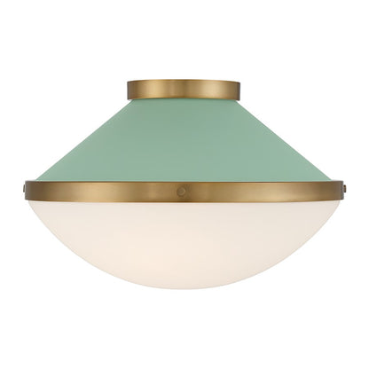 Crystorama Xander 2 Light Flush Mount, Vibrant Gold/Green/White