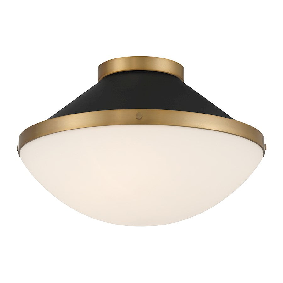 Crystorama Xander 2 Light Flush Mount, Vibrant Gold/Black/White - XAN-8002-VG-MK