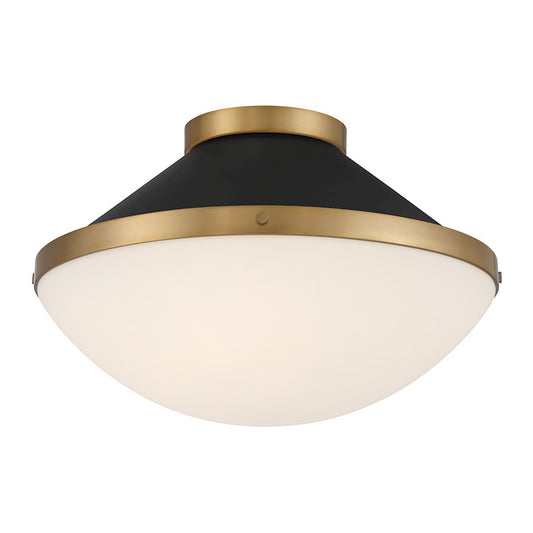 Crystorama Xander 2 Light Flush Mount, Vibrant Gold/Black/White - XAN-8002-VG-MK
