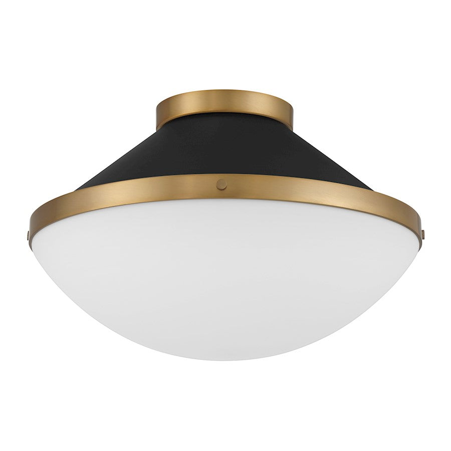 Crystorama Xander 2 Light Flush Mount, Vibrant Gold/Black/White