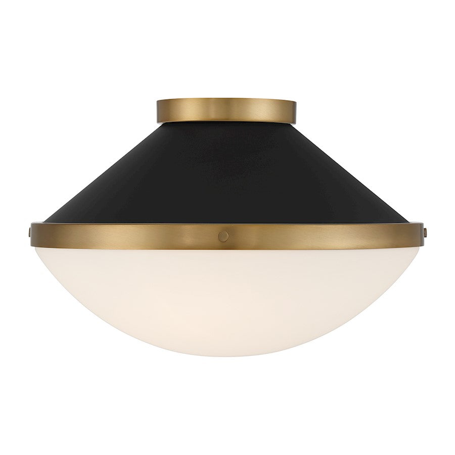 Crystorama Xander 2 Light Flush Mount, Vibrant Gold/Black/White