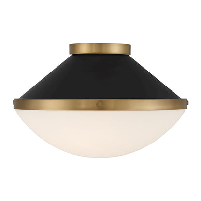 Crystorama Xander 2 Light Flush Mount, Vibrant Gold/Black/White