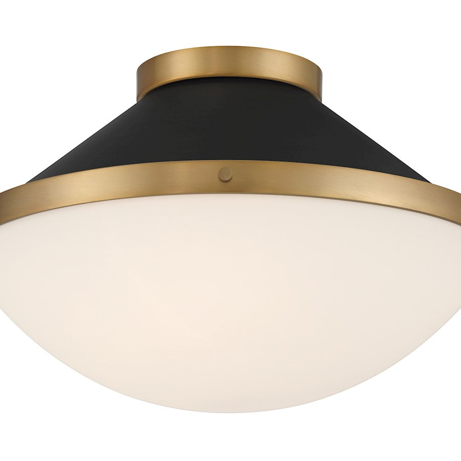 Crystorama Xander 2 Light Flush Mount, Vibrant Gold/Black/White