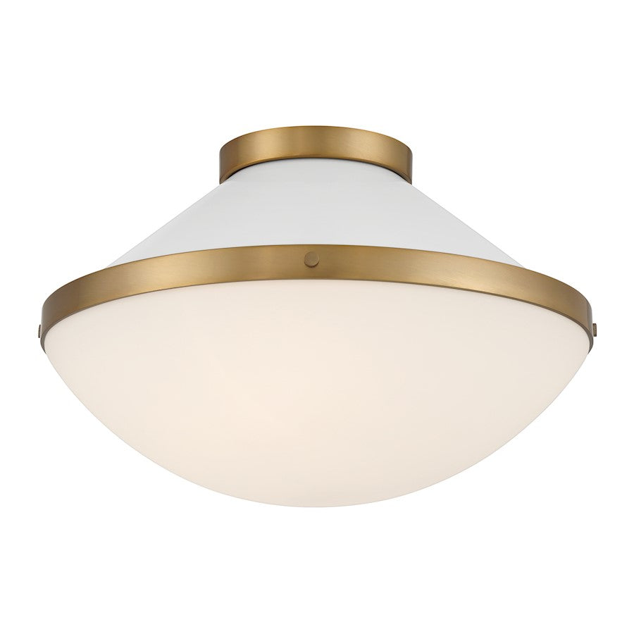 Crystorama Xander 2 Light Flush Mount, Vibrant Gold/White/White - XAN-8002-VG-WH