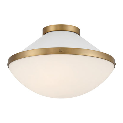 Crystorama Xander 2 Light Flush Mount, Vibrant Gold/White/White - XAN-8002-VG-WH