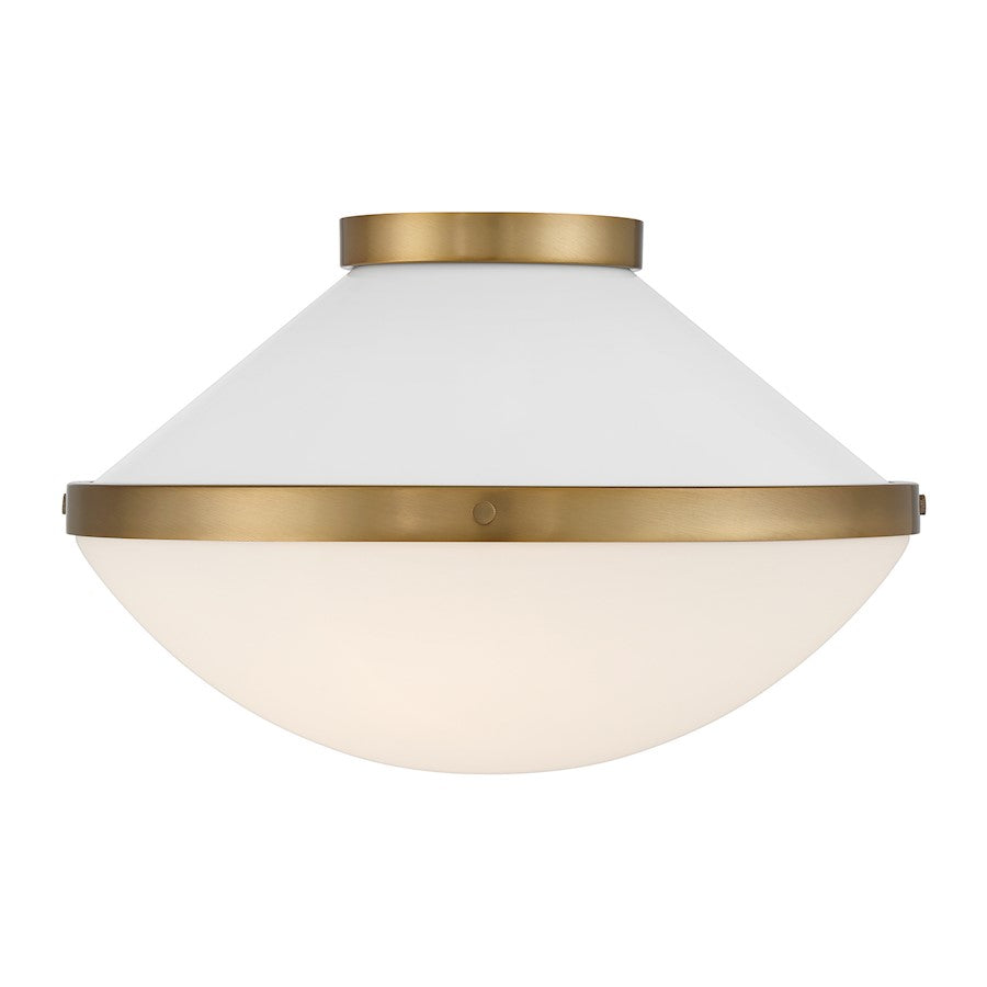 Crystorama Xander 2 Light Flush Mount, Vibrant Gold/White/White