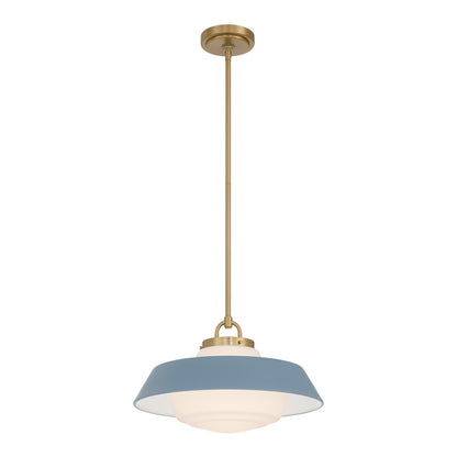 Crystorama Xander 1 Light 16" Pendant, Vibrant Gold/Blue/White - XAN-8006-VG-BL