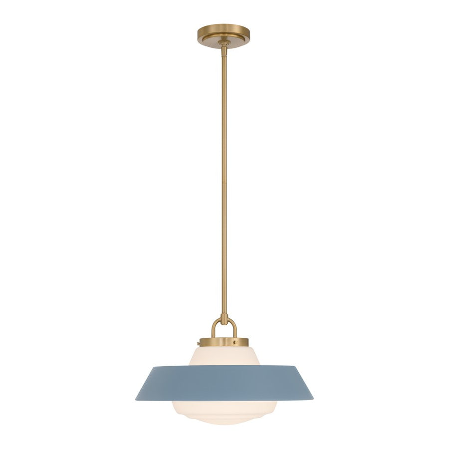 Crystorama Xander 1 Light 16" Pendant, Vibrant Gold/Blue/White