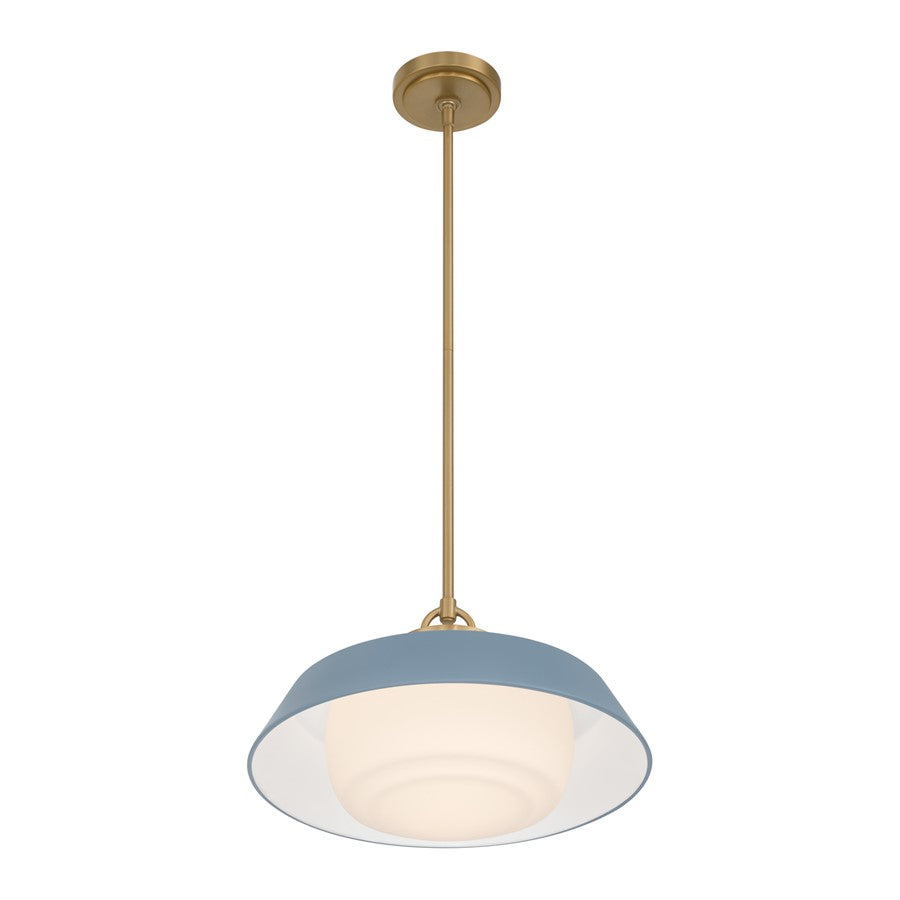 Crystorama Xander 1 Light 16" Pendant, Vibrant Gold/Blue/White