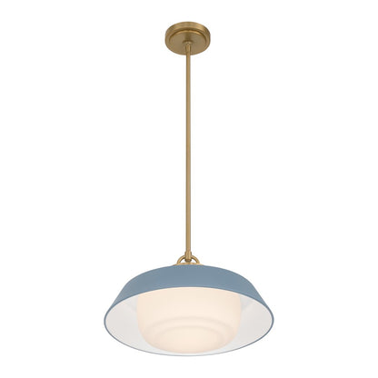 Crystorama Xander 1 Light 16" Pendant, Vibrant Gold/Blue/White