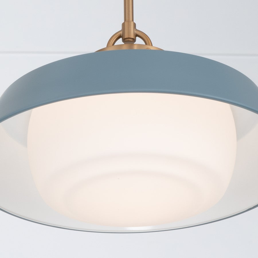 Crystorama Xander 1 Light 16" Pendant, Vibrant Gold/Blue/White