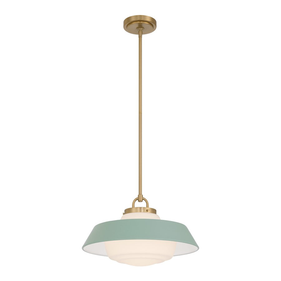 Crystorama Xander 1 Light 16" Pendant, Vibrant Gold/Green/White - XAN-8006-VG-GR