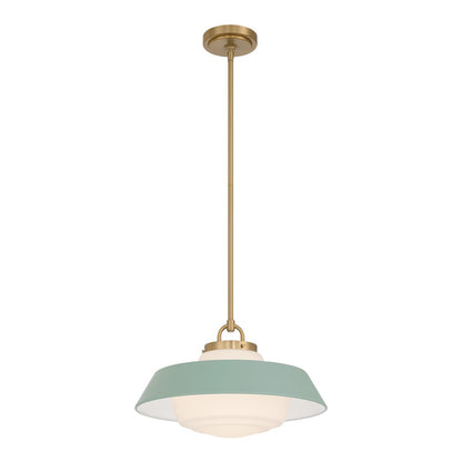 Crystorama Xander 1 Light 16" Pendant, Vibrant Gold/Green/White - XAN-8006-VG-GR