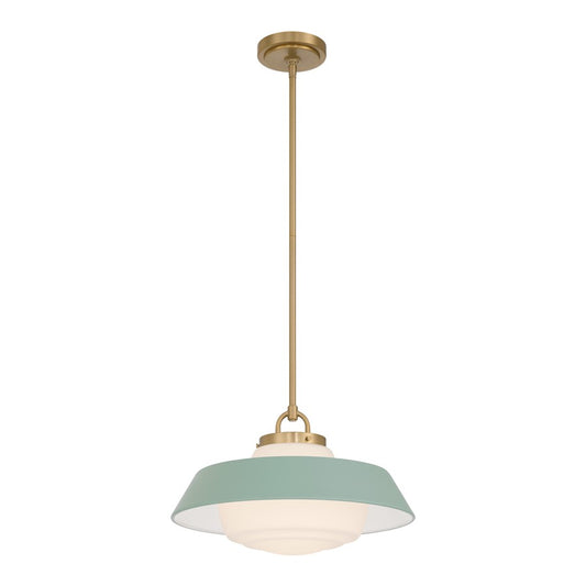 Crystorama Xander 1 Light 16" Pendant, Vibrant Gold/Green/White - XAN-8006-VG-GR