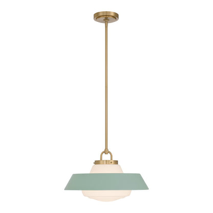 Crystorama Xander 1 Light 16" Pendant, Vibrant Gold/Green/White