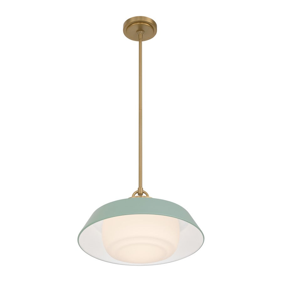 Crystorama Xander 1 Light 16" Pendant, Vibrant Gold/Green/White