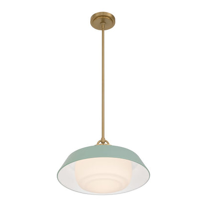Crystorama Xander 1 Light 16" Pendant, Vibrant Gold/Green/White